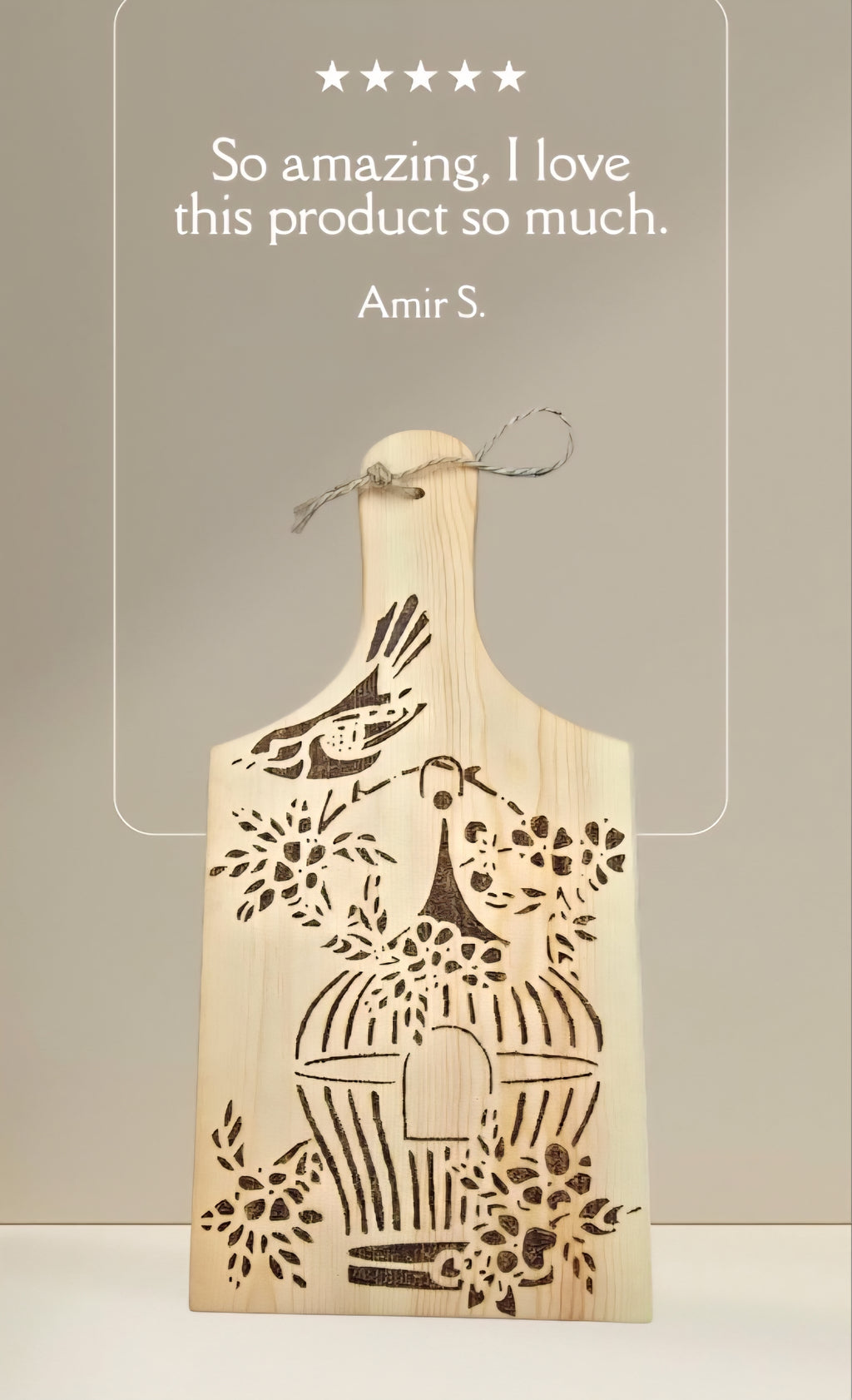 Handmade Pyrography Wooden Board - Bird & Floral Design - Rustic Home Decor - Wood Burn Art Gift - Cornish Creations