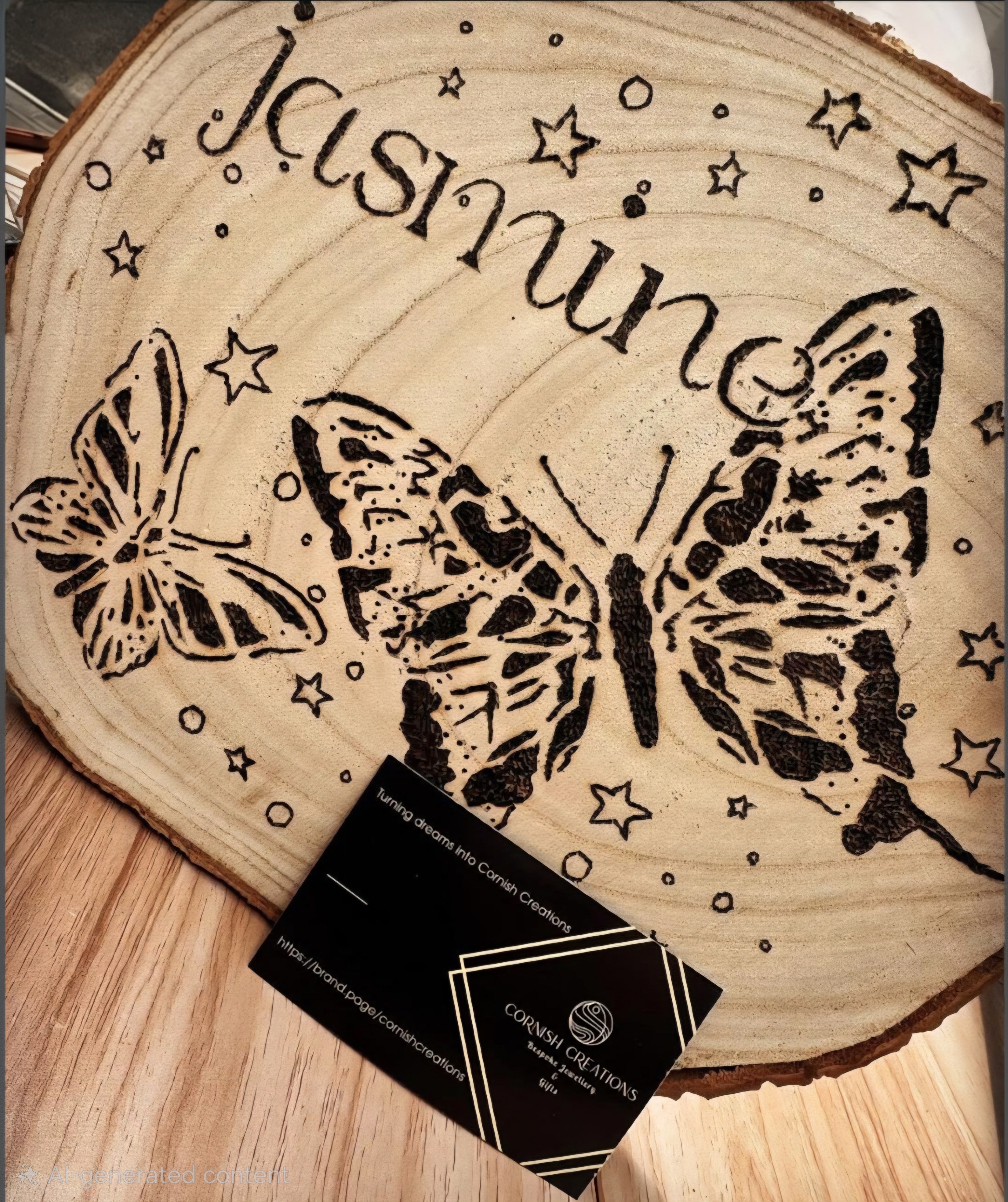 Personalised Wood Slice - Baby Gift - Handmade Pyrography Nursery Decor - Elephant Keepsake - Rustic Name Plaque - Cornish Creations