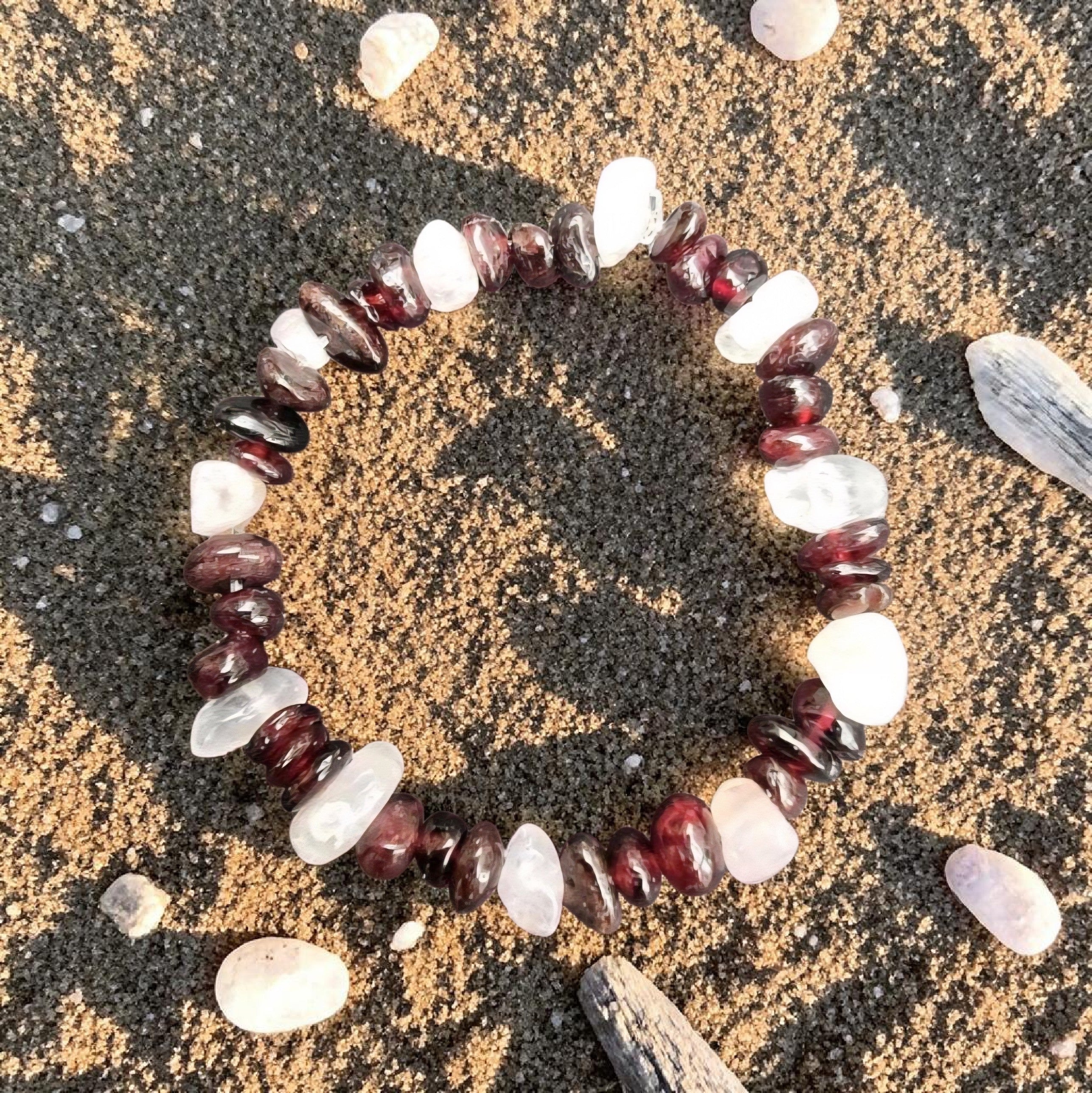 Passion & Heart Healing Crystal Bracelet - Garnet & Rose Quartz - Love, Strength & Emotional Healing Jewellery