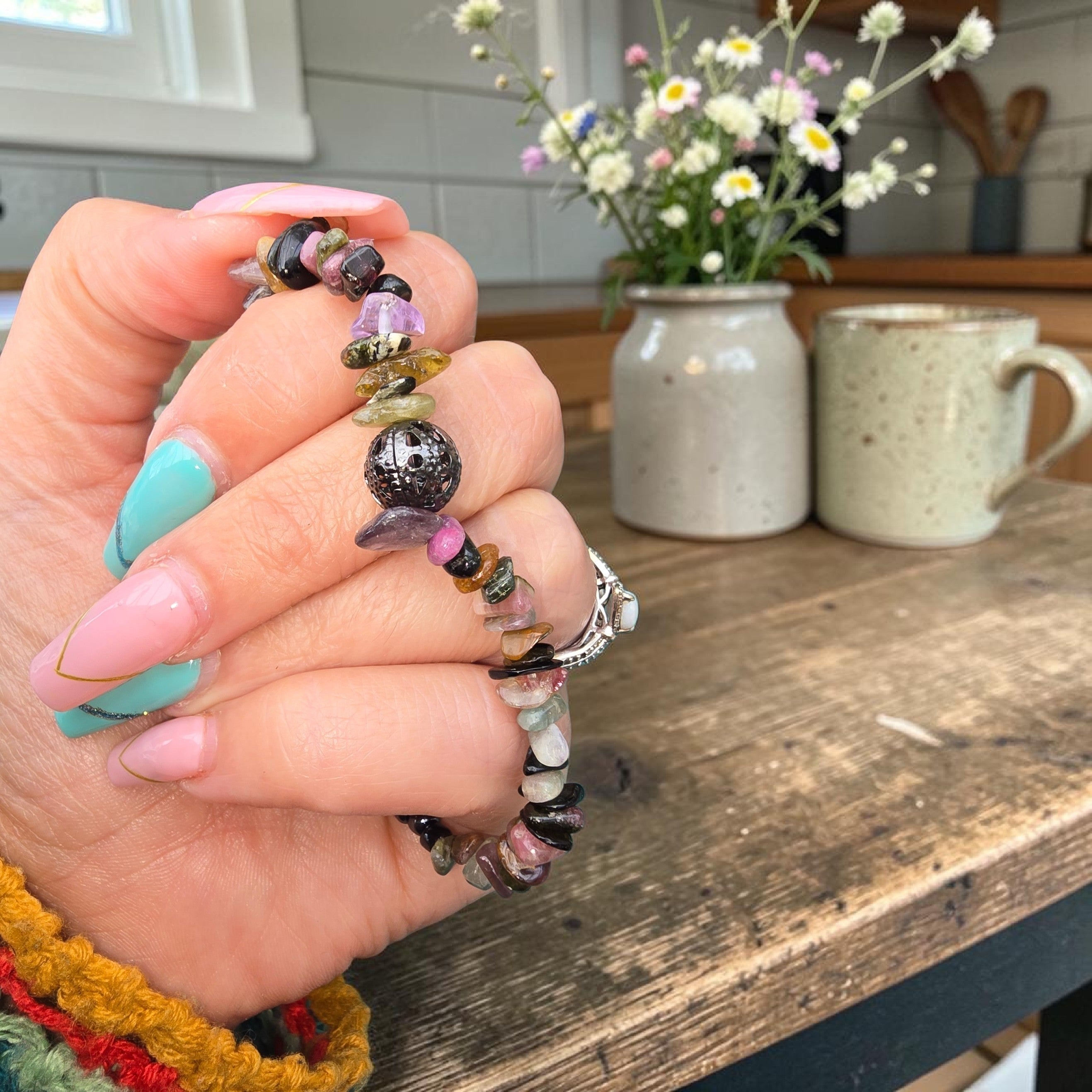 Tourmaline & Spacer Bead Bracelet