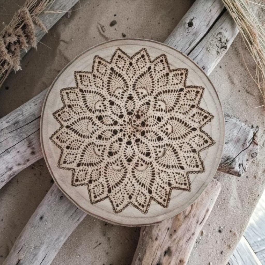 Mandala Wood Slice Wall Art- Handmade Pyrography Wooden Decor - Boho Spiritual Home Decoration