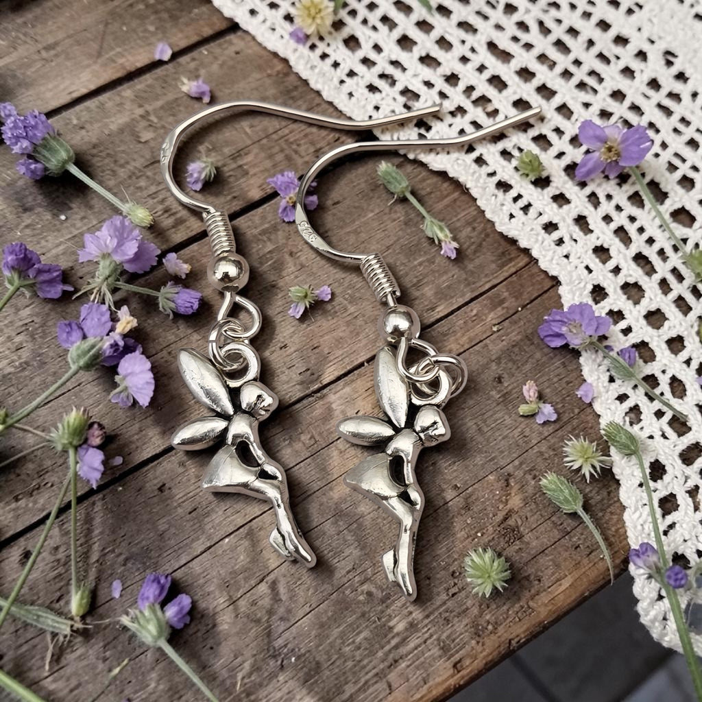 Fairy Earrings - Silver Fairy Jewellery - Fantasy Earrings - Magical Jewellery - Tinkerbell Style - Gift for Her - Boho Earrings