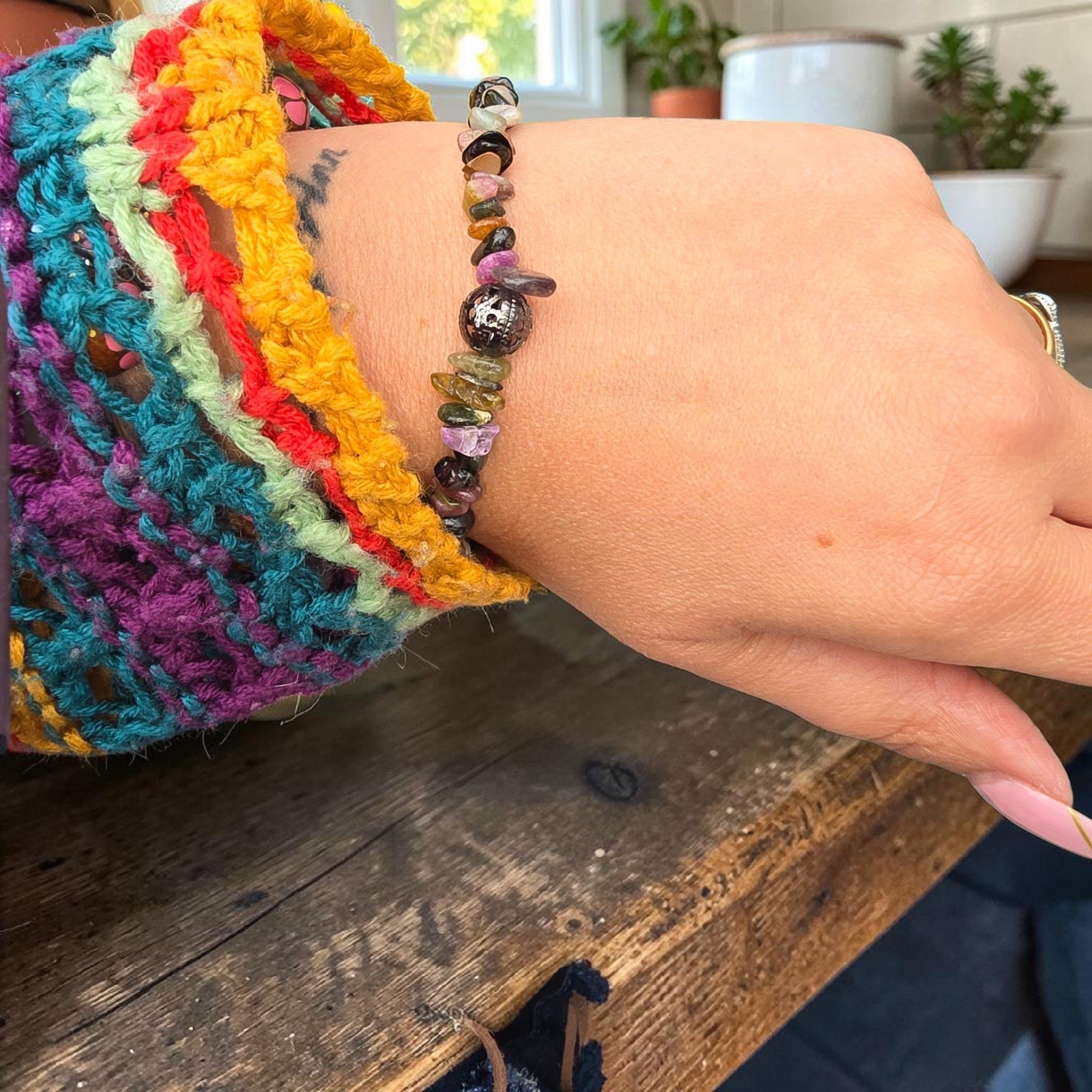 Tourmaline & Spacer Bead Bracelet
