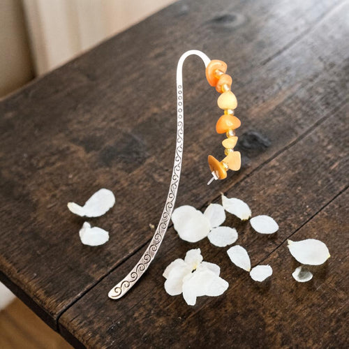 Carnelian Crystal Bookmark - July Birthstone Gift - Handmade Bookmark - Confidence & Motivation Crystal - Spiritual Gift