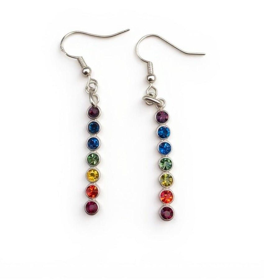 Rainbow Chakra Earrings - Colourful Drop Earrings - Spiritual Jewellery - Pride Earrings - Healing Energy Jewellery - Gift for Her - Cornish Creations