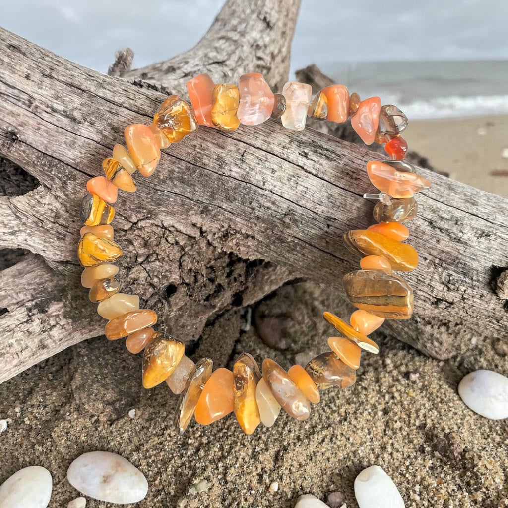 Tiger’s Eye & Carnelian Crystal Bracelet - Courage & Confidence Jewellery - Strength, Motivation & Energy Bracelet