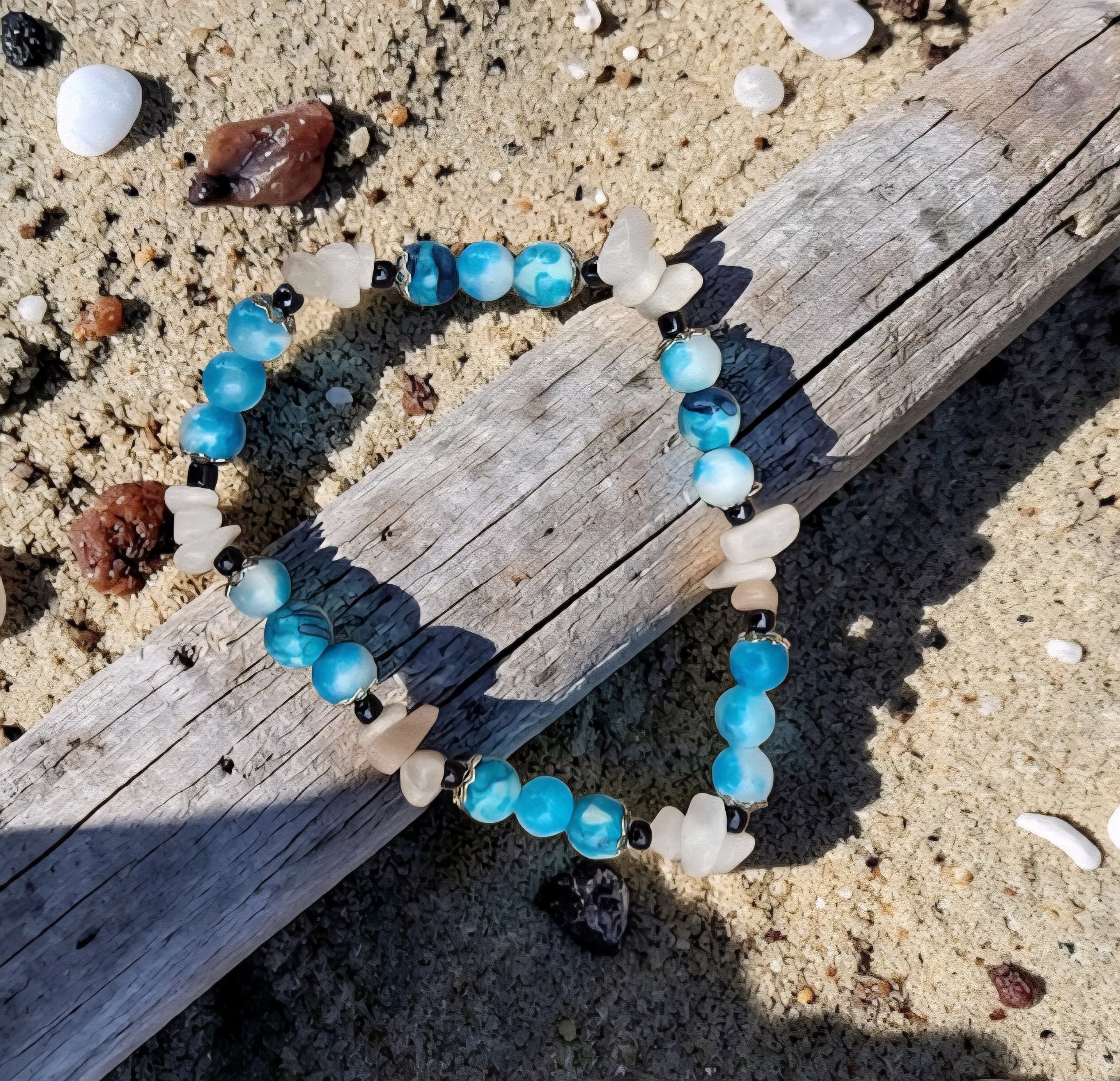 Ocean Calm Bracelet - Turquenite & Moonstone - Handmade Coastal Crystal Jewellery - Cornish Creations - Cornish Creations