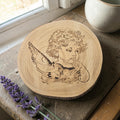 Hand-Burned Cherub Wood Slice Wall Art | Angel Pyrography | One of a Kind