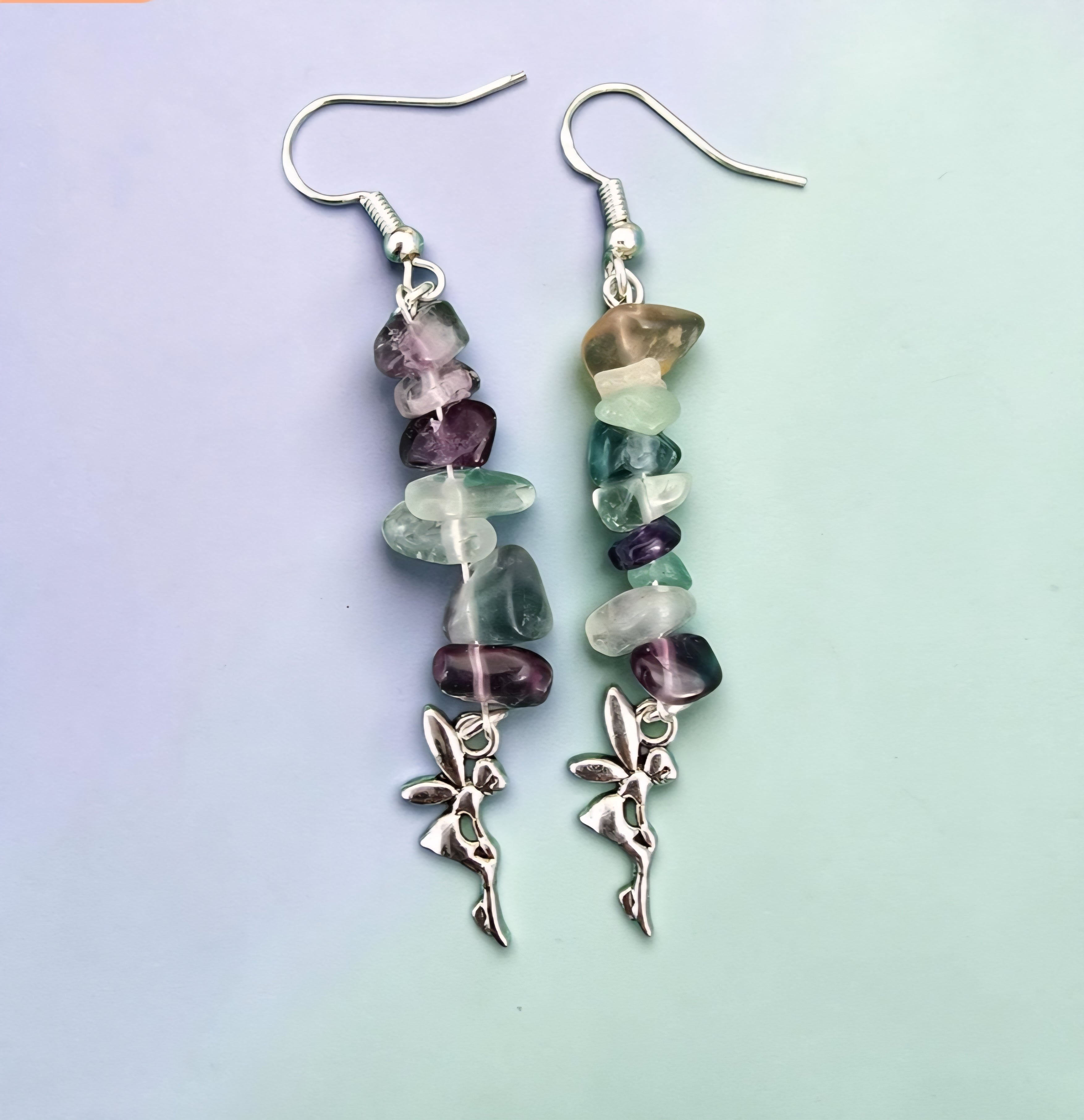 Fluorite Fairy Earrings - Crystal Chip Earrings - Faerie Jewellery - Spiritual Earrings - Healing Crystal Jewellery - Gift for Her - Cornish Creations