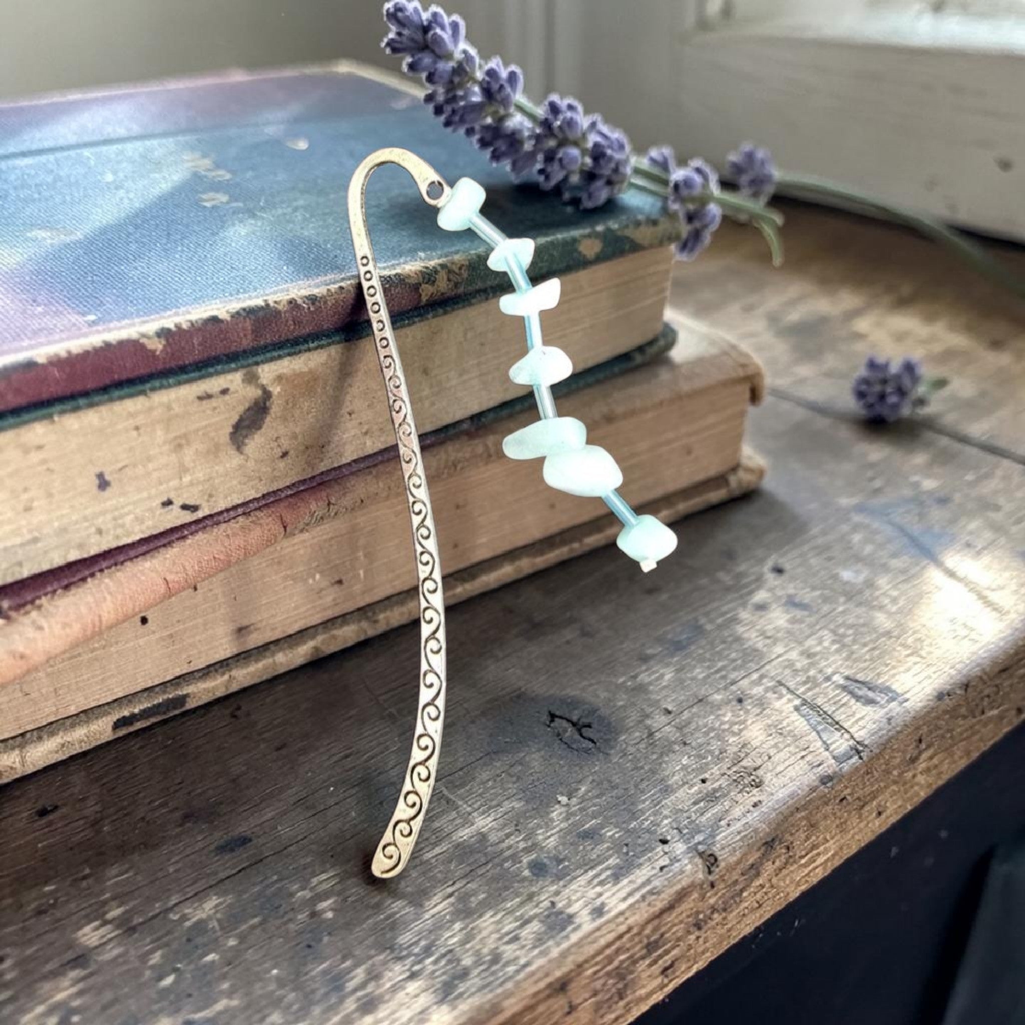 Aquamarine Crystal Bookmark - March Birthstone Gift - Handmade Bookmark - Calm & Clarity Crystal - Book Lover Gift