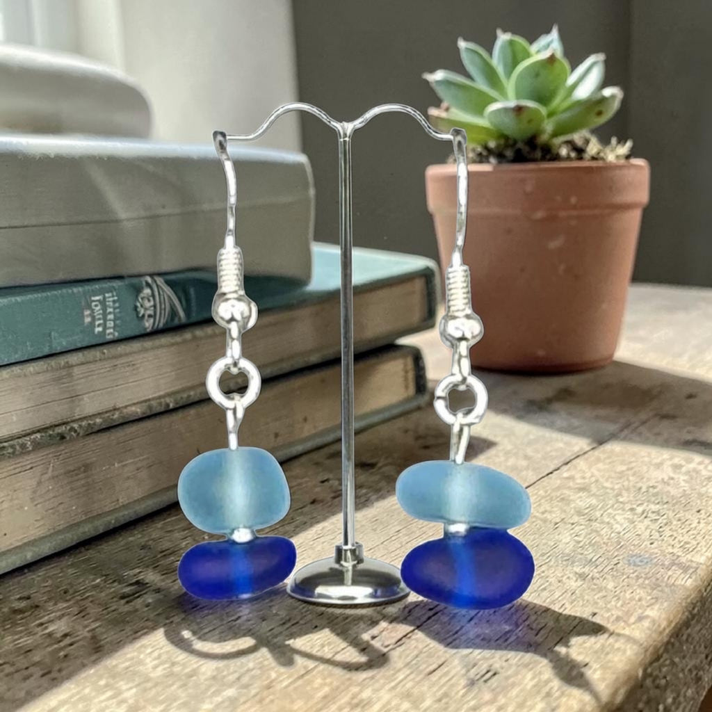 Sterling Silver Sea Glass Drop Earrings