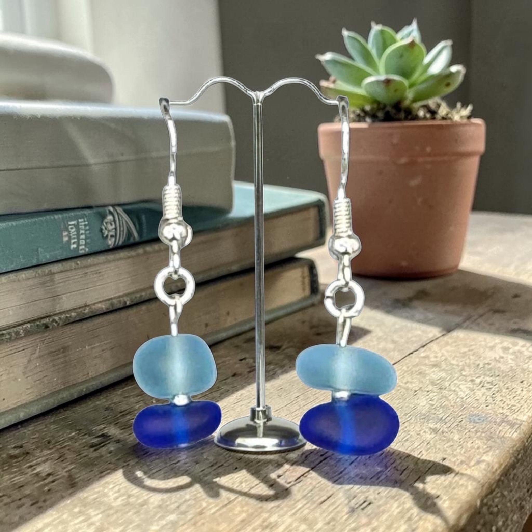 Sterling Silver Sea Glass Drop Earrings