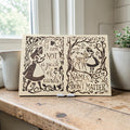 Down the Rabbit Hole Collection - hand burned wooden book art