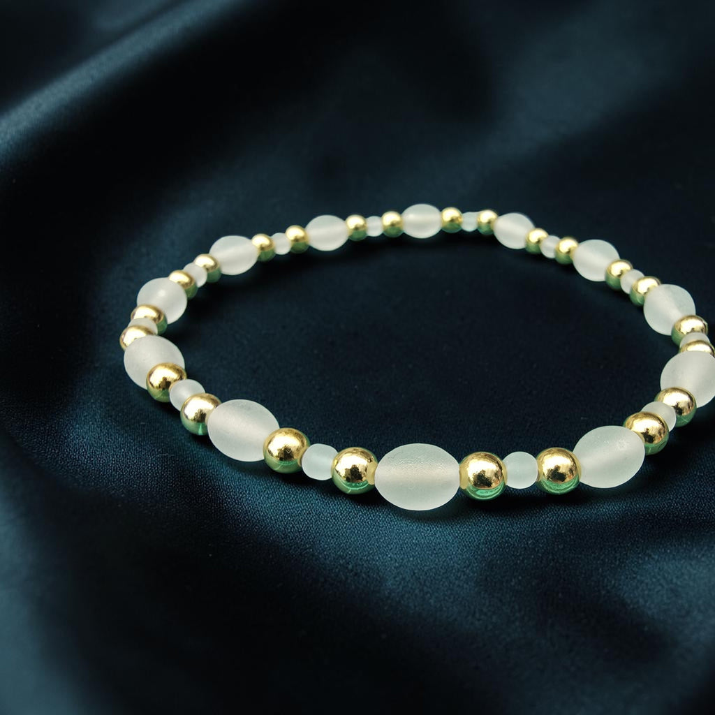 Frosted Bead & Gold Anklet