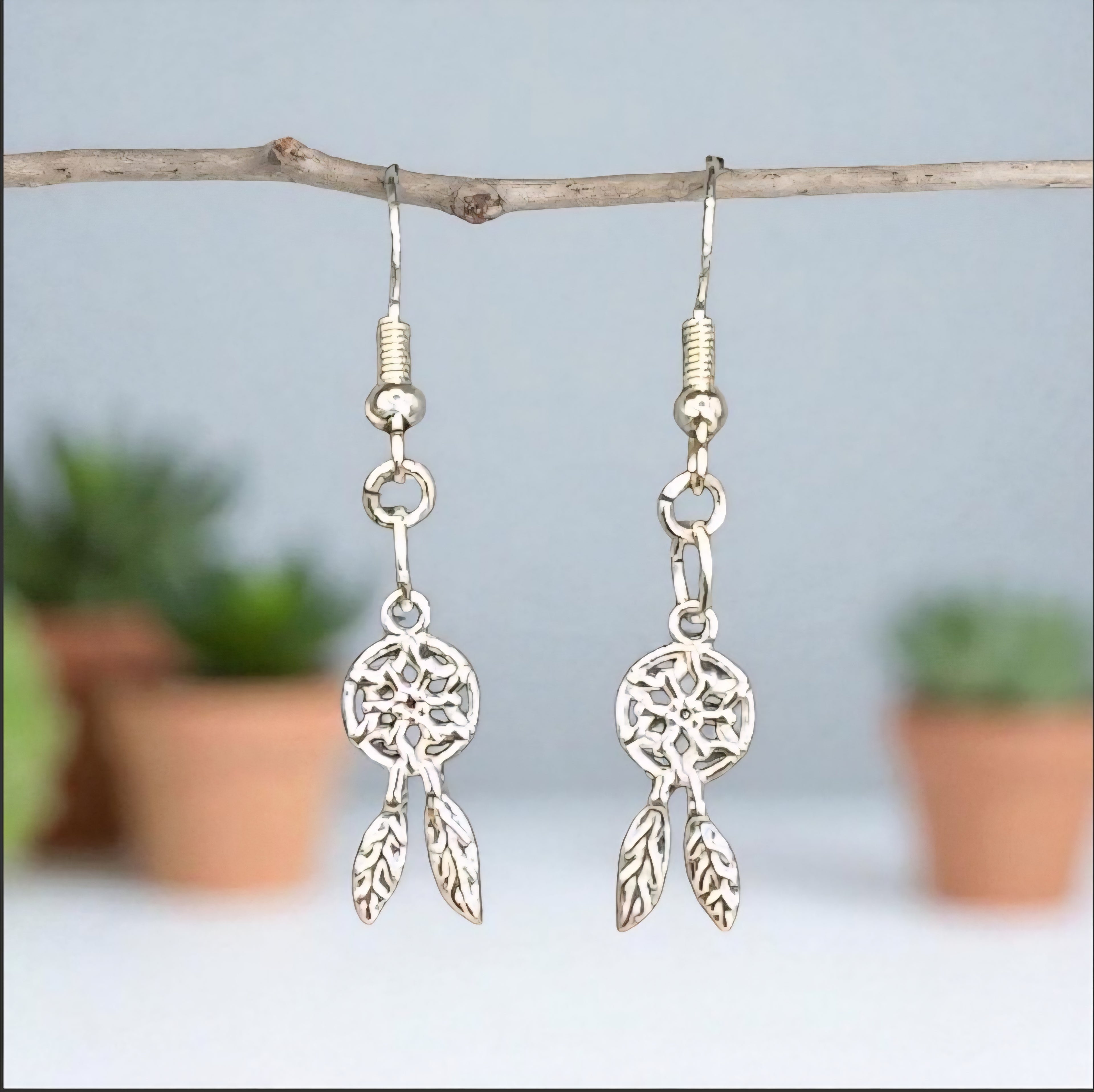 Dreamcatcher Earrings - Boho Earrings - Spiritual Jewellery - Feather Earrings - Protection Jewellery - Handmade Gift - Festival Earrings - Cornish Creations