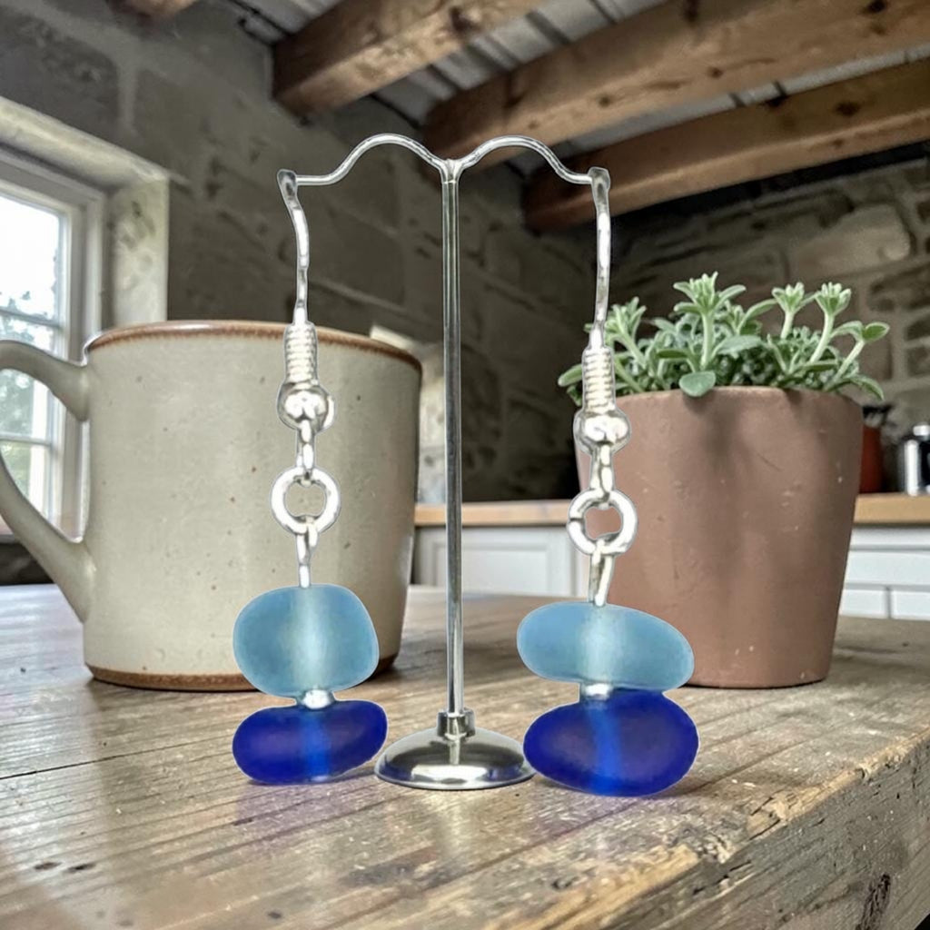 Sterling Silver Sea Glass Drop Earrings