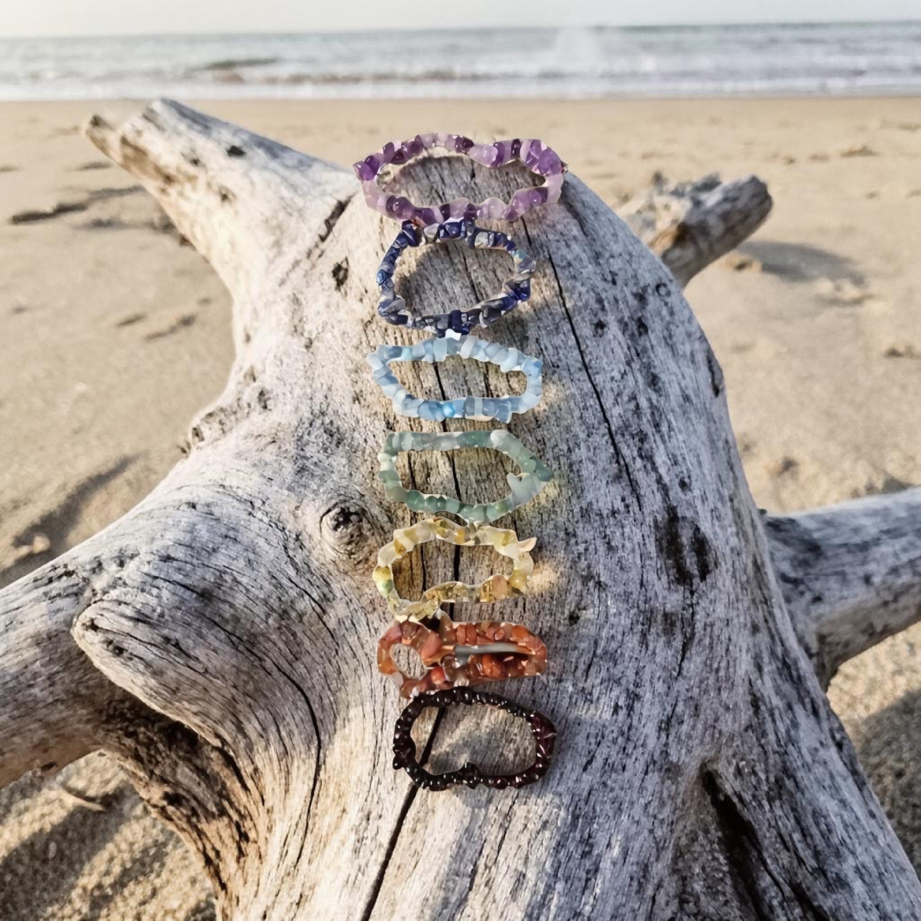 Chakra Crystal Bracelet Set - 7 Healing Stone Stretch Bracelets