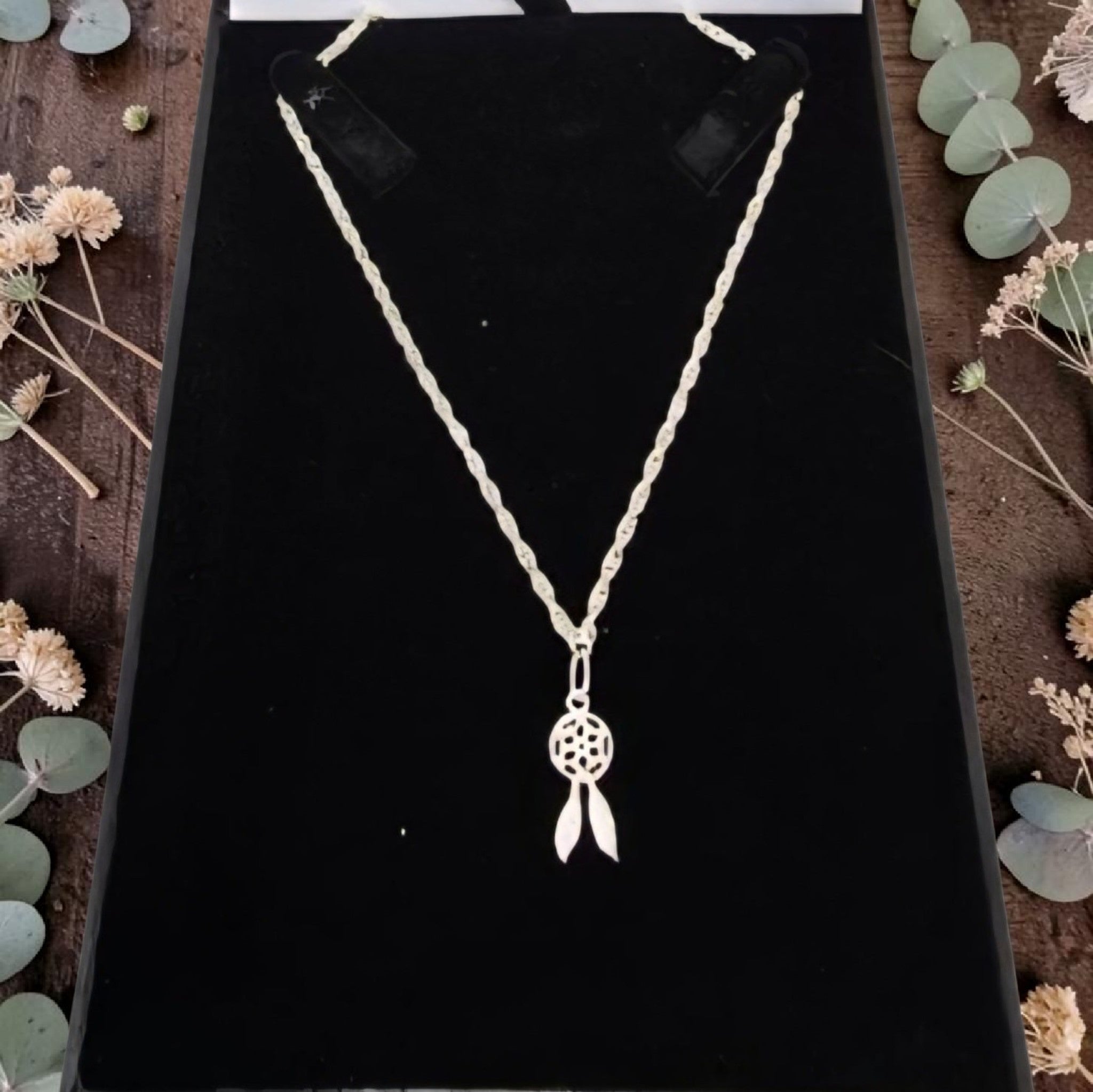 Sterling Silver Dreamcatcher Necklace - Delicate Boho Pendant