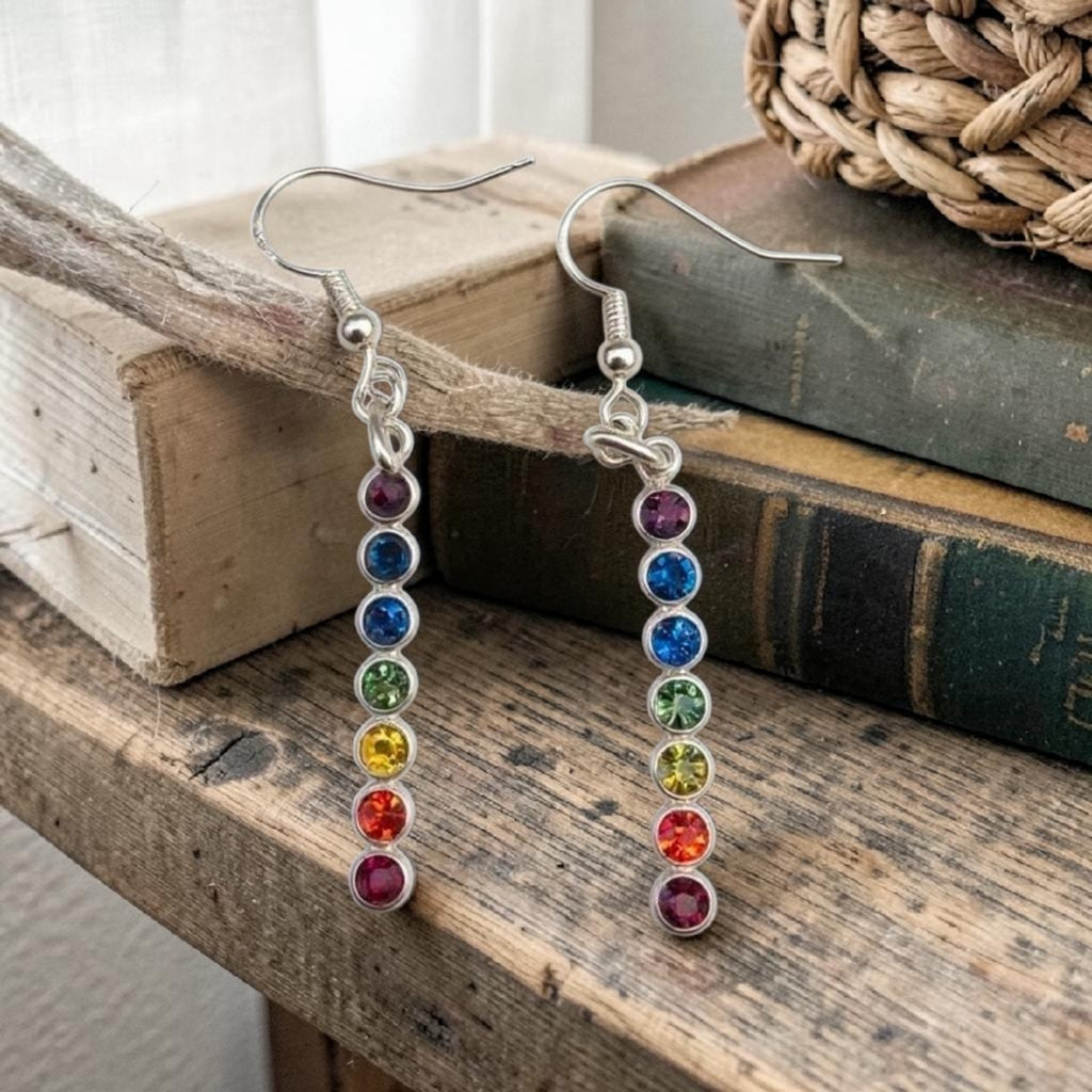 Rainbow Chakra Earrings - Colourful Drop Earrings - Spiritual Jewellery - Pride Earrings - Healing Energy Jewellery - Gift for Her