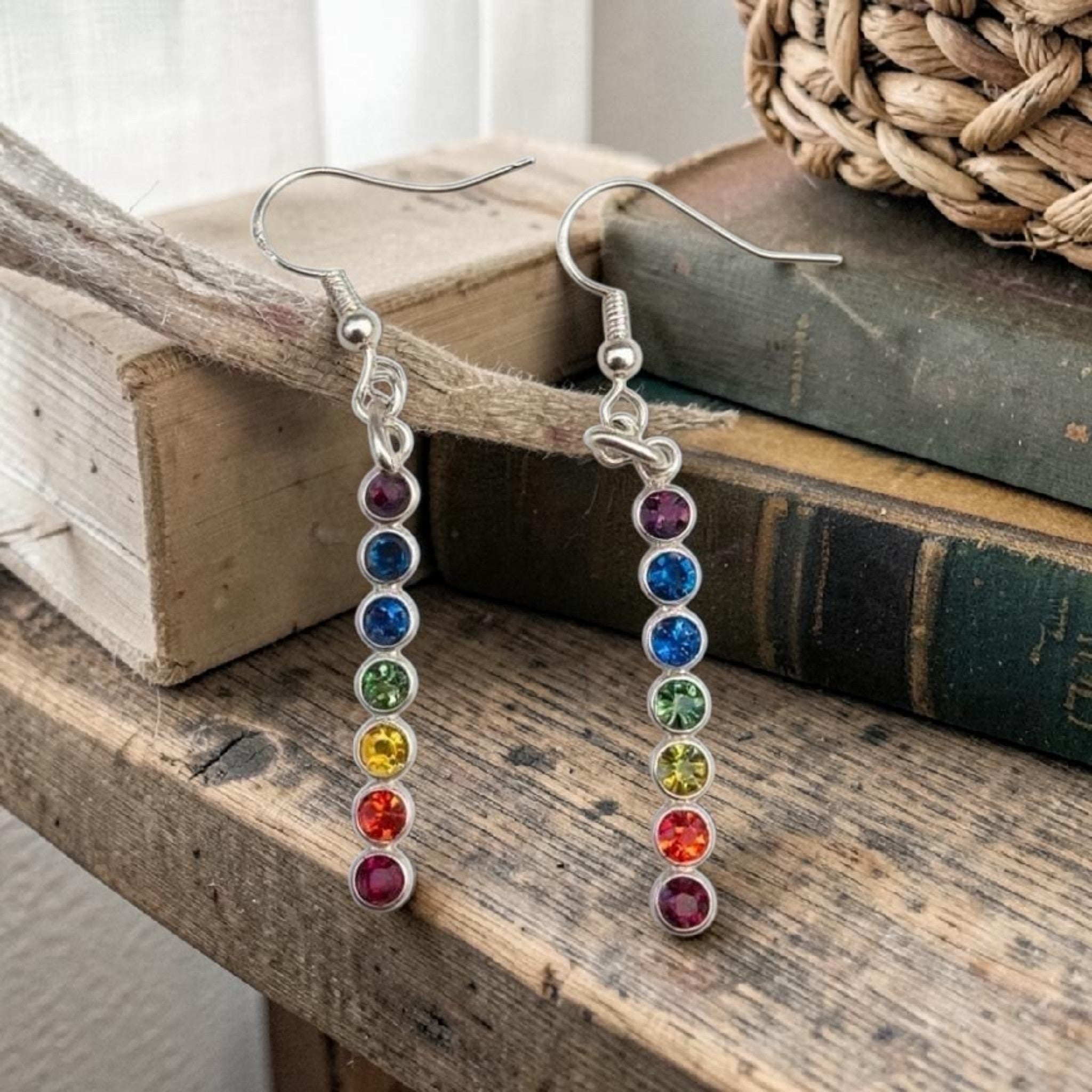Rainbow Chakra Earrings - Colourful Drop Earrings - Spiritual Jewellery - Pride Earrings - Healing Energy Jewellery - Gift for Her