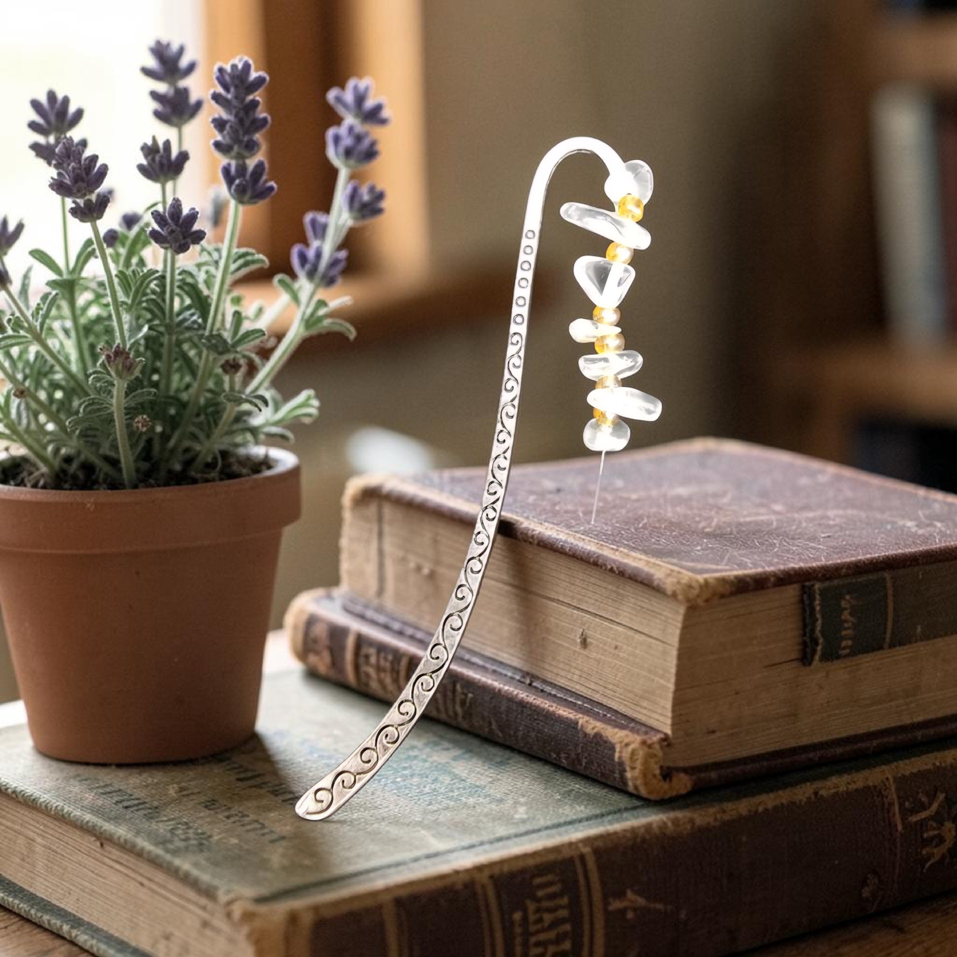 Clear Quartz Crystal Bookmark - April Birthstone Gift - Handmade Bookmark-| Healing Crystal Gift - Book Lover Gift