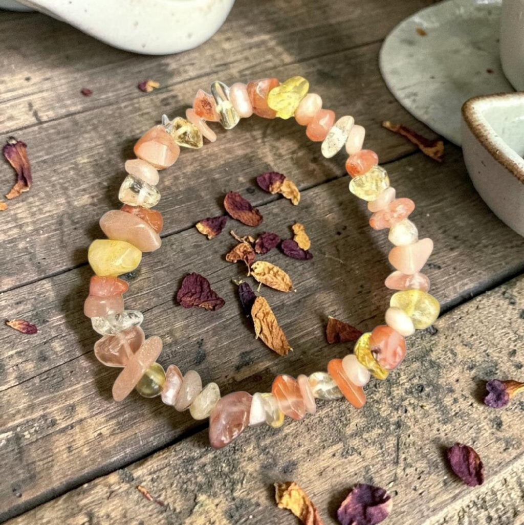 Carnelian, Moonstone & Citrine Bracelet - Confidence, Balance & Abundance Crystal Jewellery - Handmade Energy Bracelet