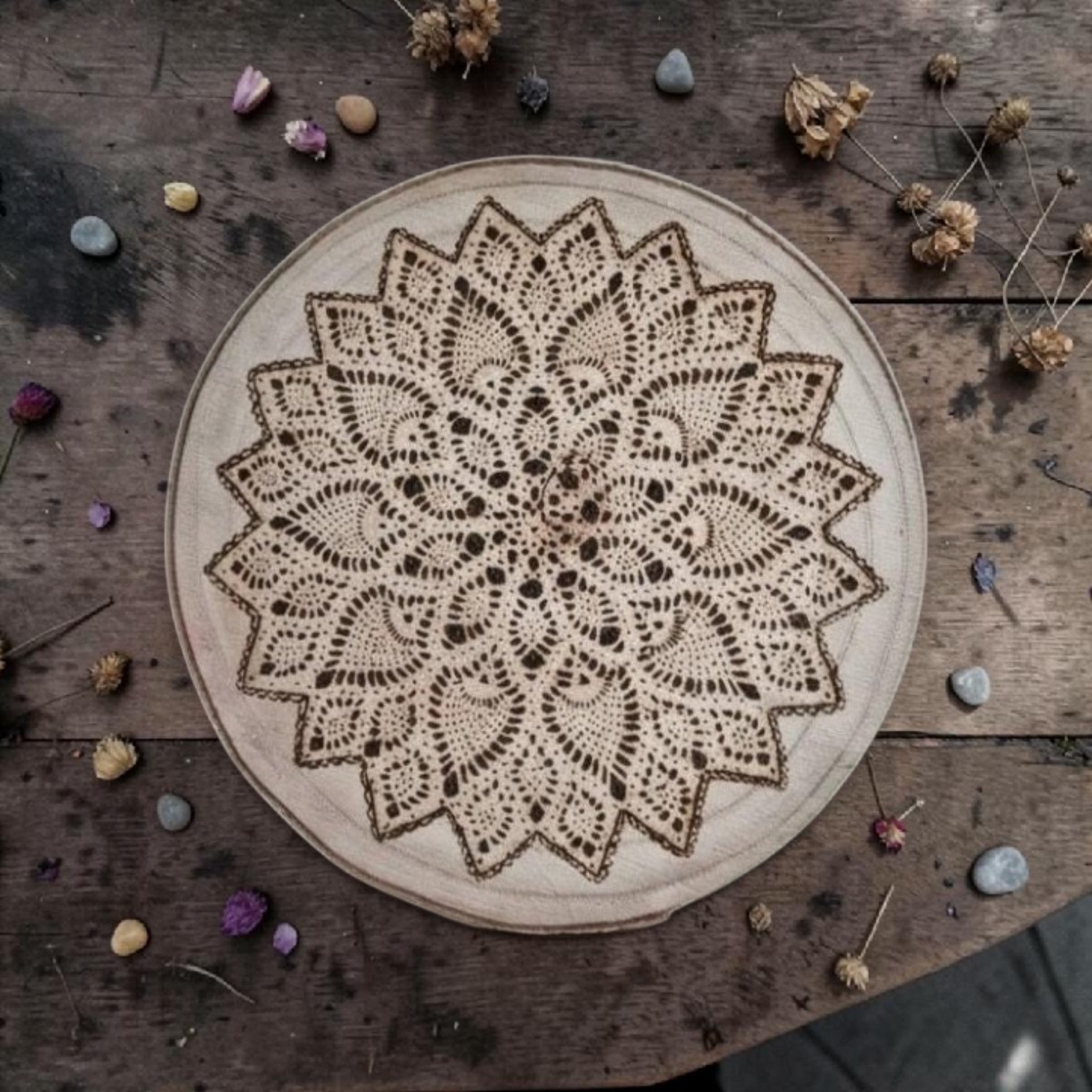 Mandala Wood Slice Wall Art- Handmade Pyrography Wooden Decor - Boho Spiritual Home Decoration