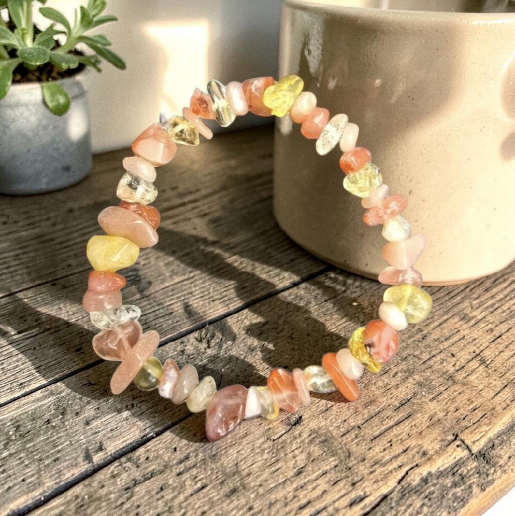 Carnelian, Moonstone & Citrine Bracelet - Confidence, Balance & Abundance Crystal Jewellery - Handmade Energy Bracelet