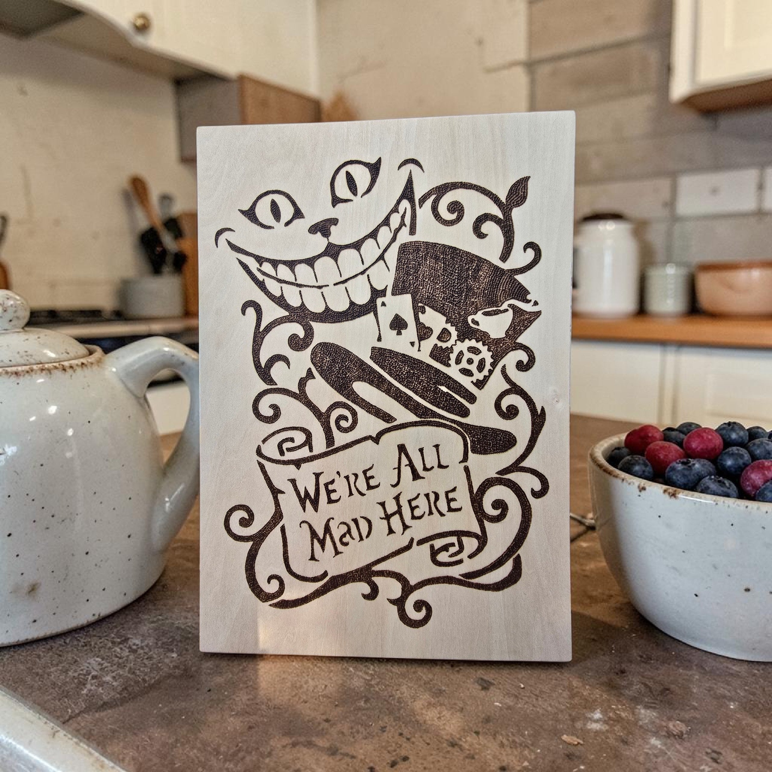 Spill the Tea Pyrography Wall Art | Handmade Wooden Decor
