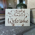 Dog Welcome Plaque – Handmade Pyrography Wooden Sign