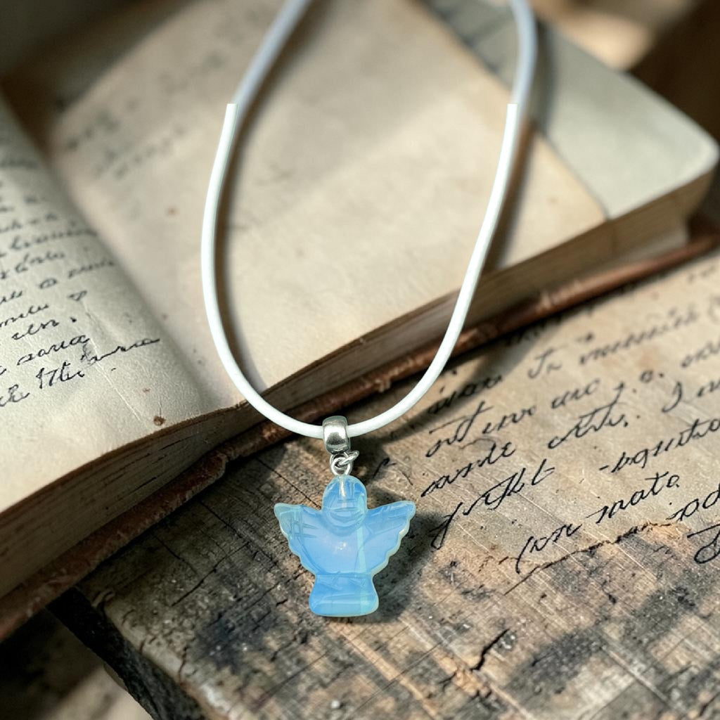 Opalite Angel Pendant Necklace - Guardian Angel Charm