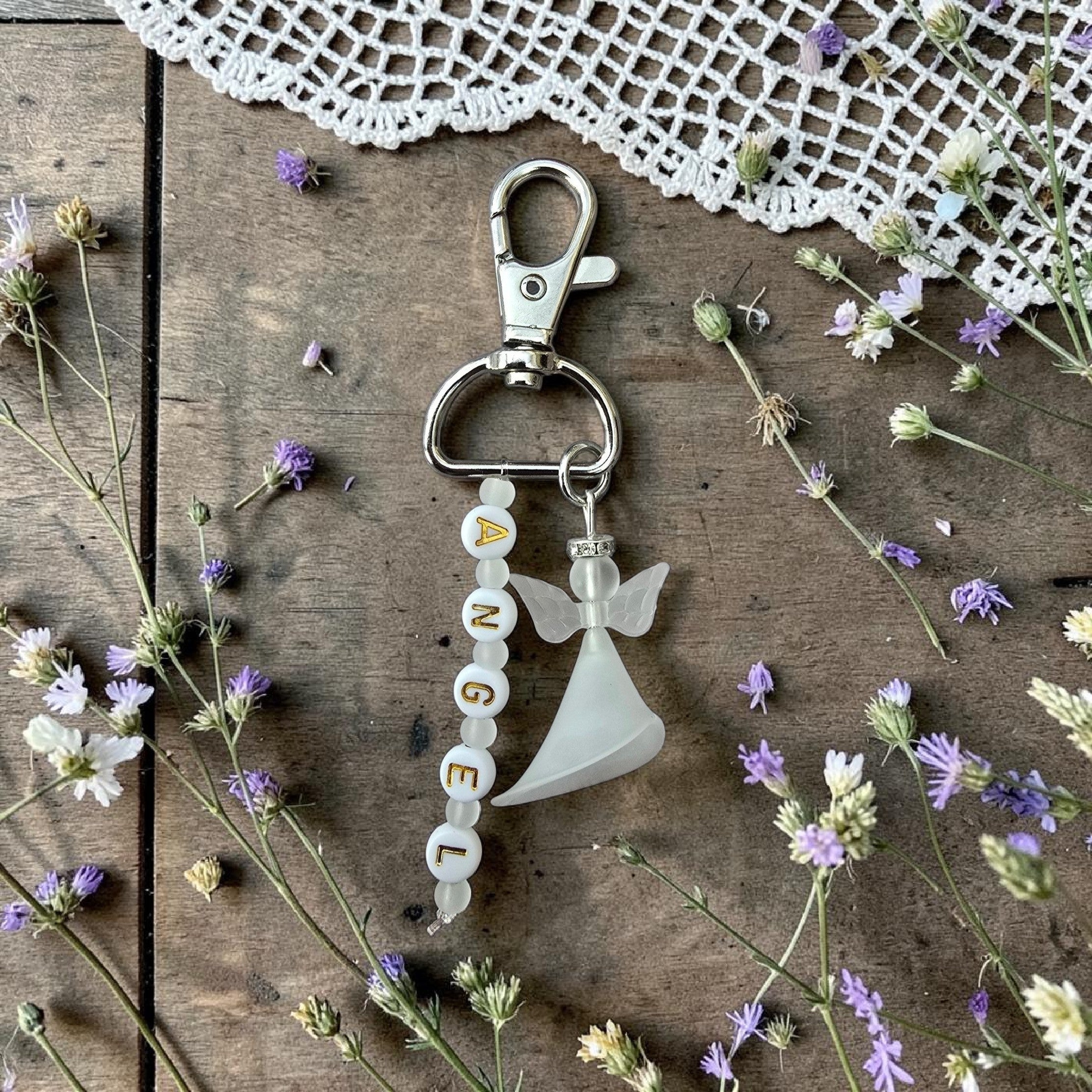 Personalised Angel Keyring, Memorial Gift • Guardian Angel Keepsake