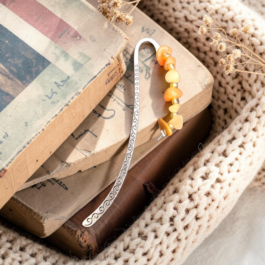 Carnelian Crystal Bookmark - July Birthstone Gift - Handmade Bookmark - Confidence & Motivation Crystal - Spiritual Gift