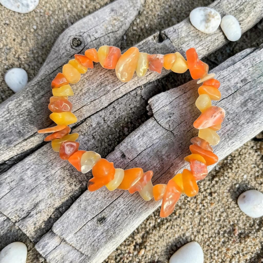 Carnelian, Citrine & Red Jasper Bracelet - Confidence & Motivation Crystal Jewellery - Solar Plexus Chakra