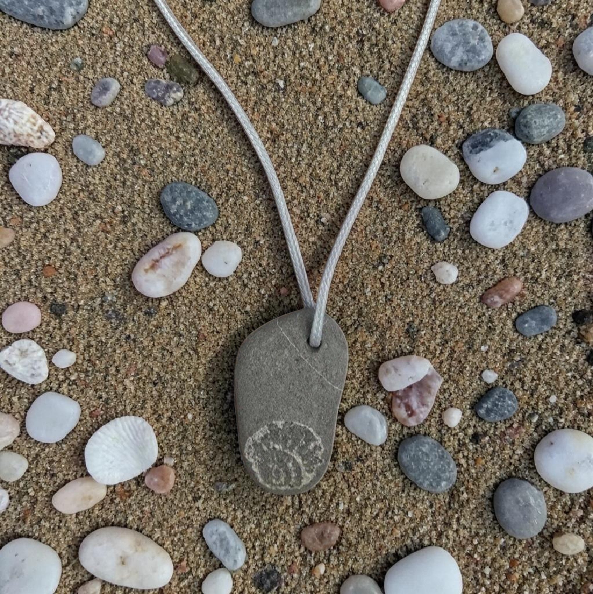 Cornish Fossil Necklace - Natural Stone Pendant - Beach Stone Jewellery - Coastal Gift