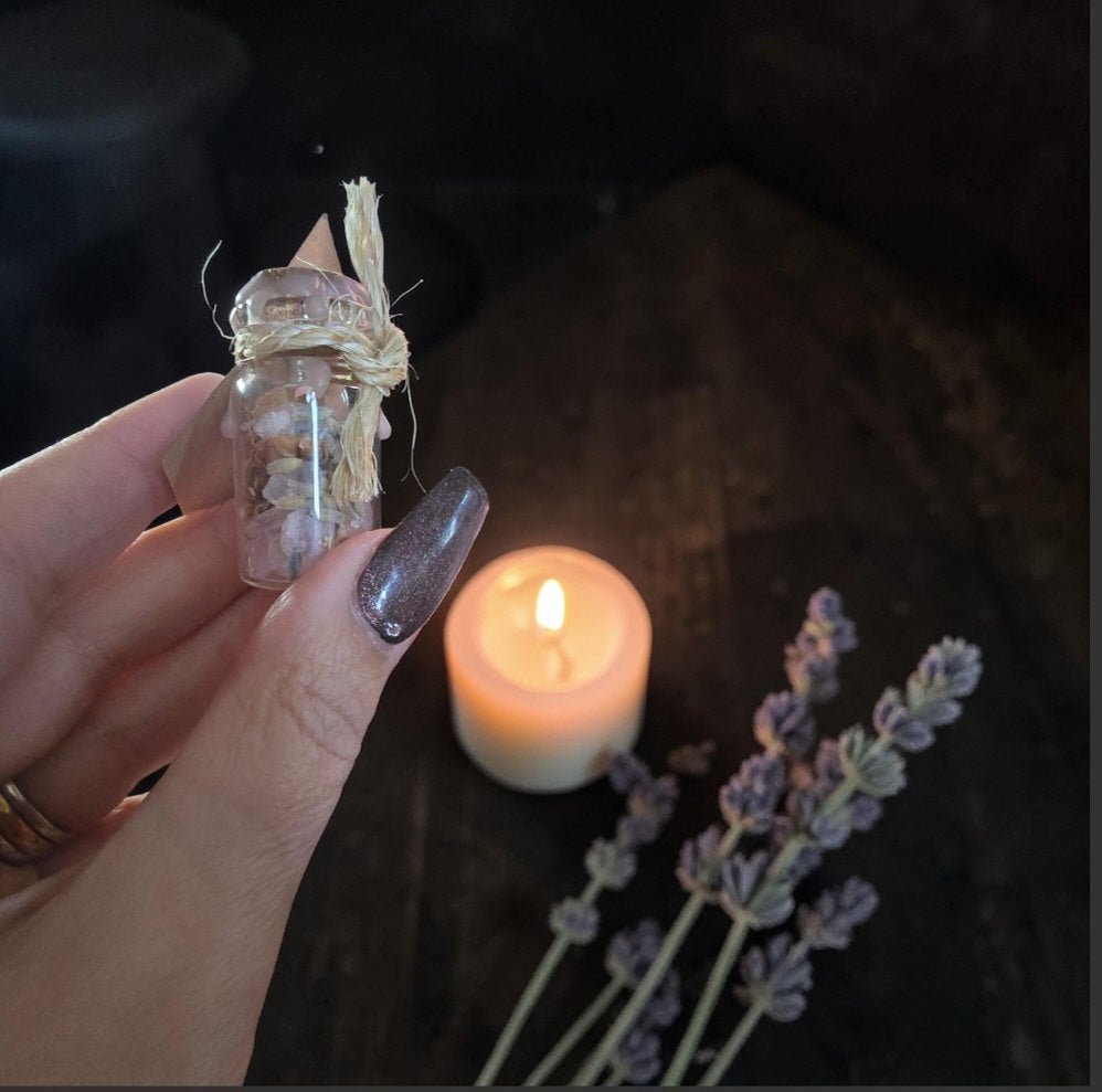 Handmade Spell Bottle & Crystal Bracelet Set - Cornish Creations
