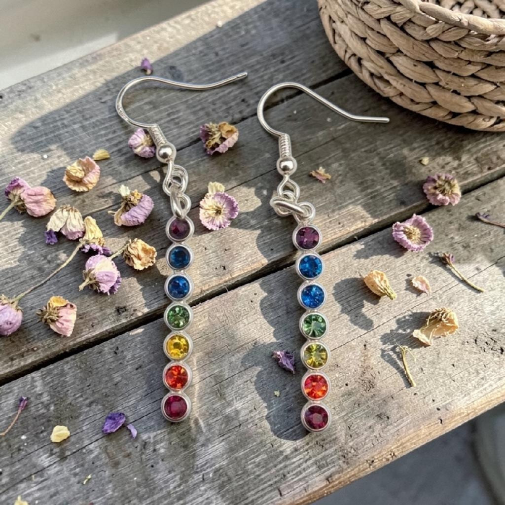 Rainbow Chakra Earrings - Colourful Drop Earrings - Spiritual Jewellery - Pride Earrings - Healing Energy Jewellery - Gift for Her
