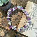 Clear Quartz, Fluorite & Howlite Bracelet - Stress Relief & Calm Mind Crystal Jewellery - Handmade Chip Bracelet