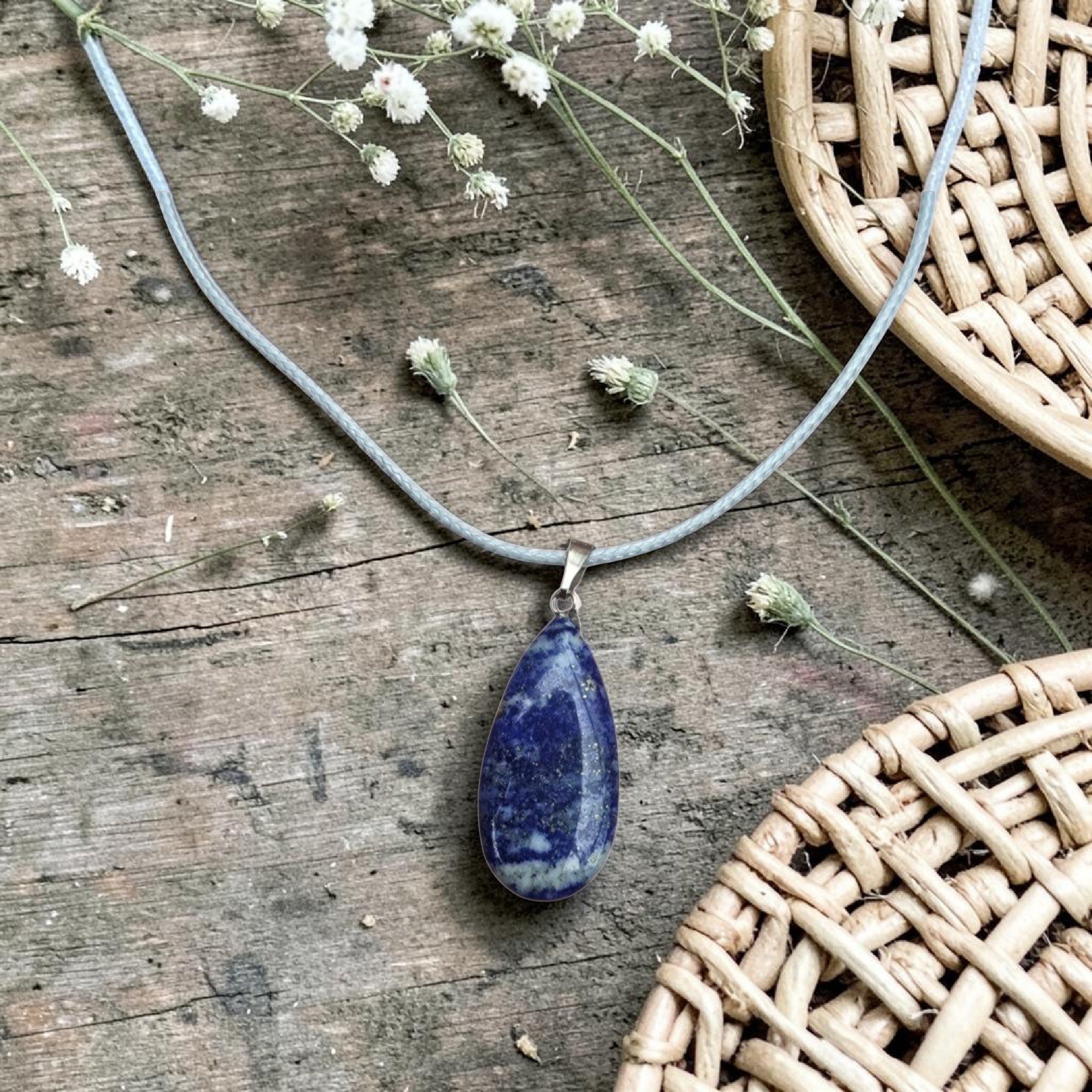 Lapis Lazuli Necklace - Blue Crystal Pendant - Healing Crystal Jewellery - Boho Necklace - Gift for Her