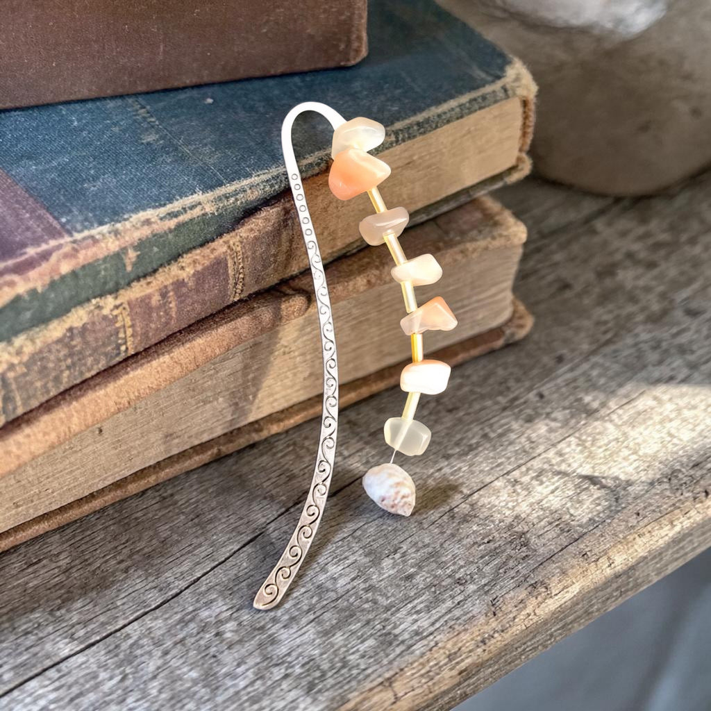 Moonstone Crystal Bookmark - June Birthstone Gift - Handmade Bookmark - Feminine Energy Crystal - Book Lover Gift