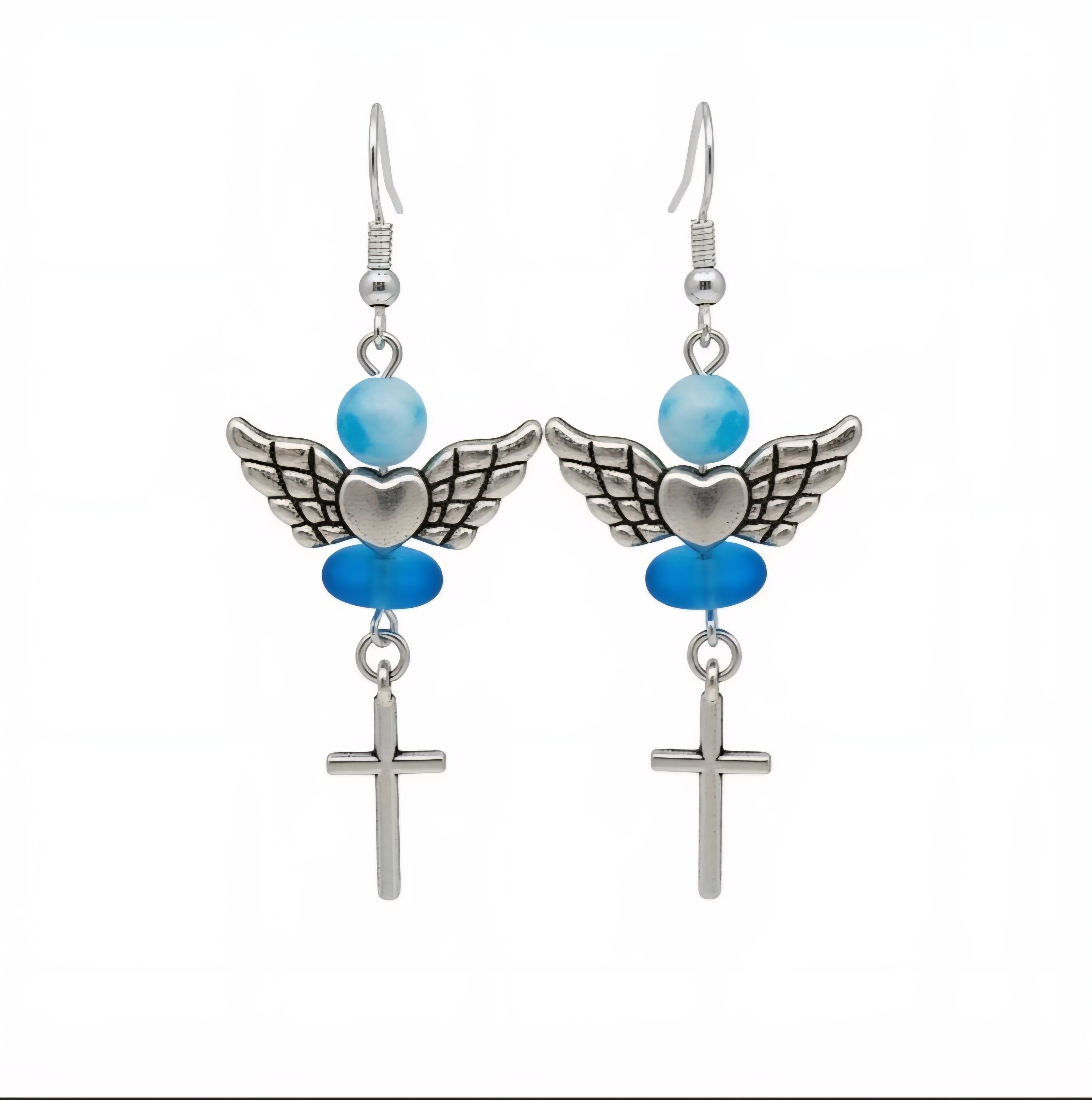 Archangel Earrings Archangel Michael & Archangel Raphael Crystal Earrings - Angel Wing Cross Earrings - Spiritual Jewellery - Healing Gift - Cornish Creations