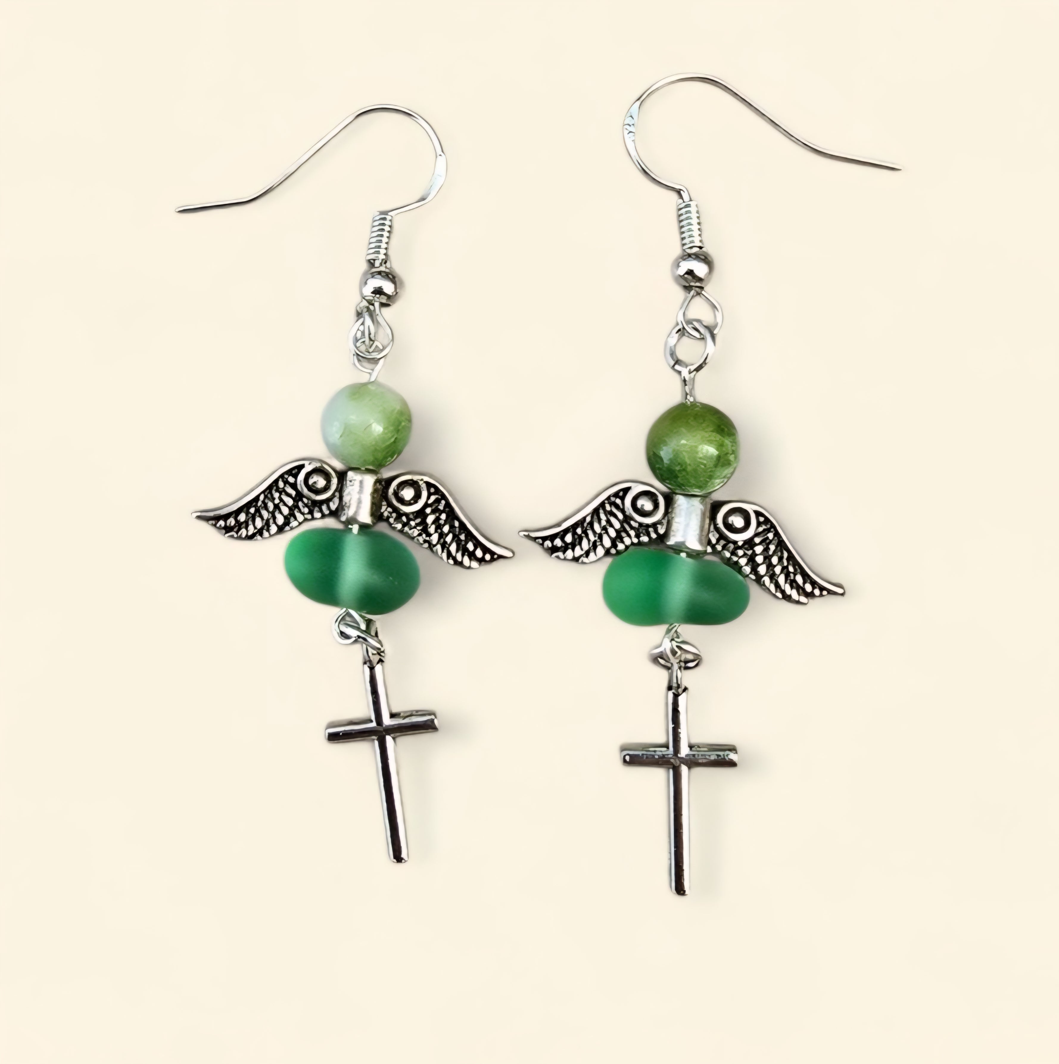 Archangel Earrings Archangel Michael & Archangel Raphael Crystal Earrings - Angel Wing Cross Earrings - Spiritual Jewellery - Healing Gift - Cornish Creations