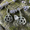 Pentagram Earrings - Wiccan Jewellery - Witchy Earrings - Pagan Jewellery - Sterling Silver Hooks - Spiritual Gift - Gothic Earrings