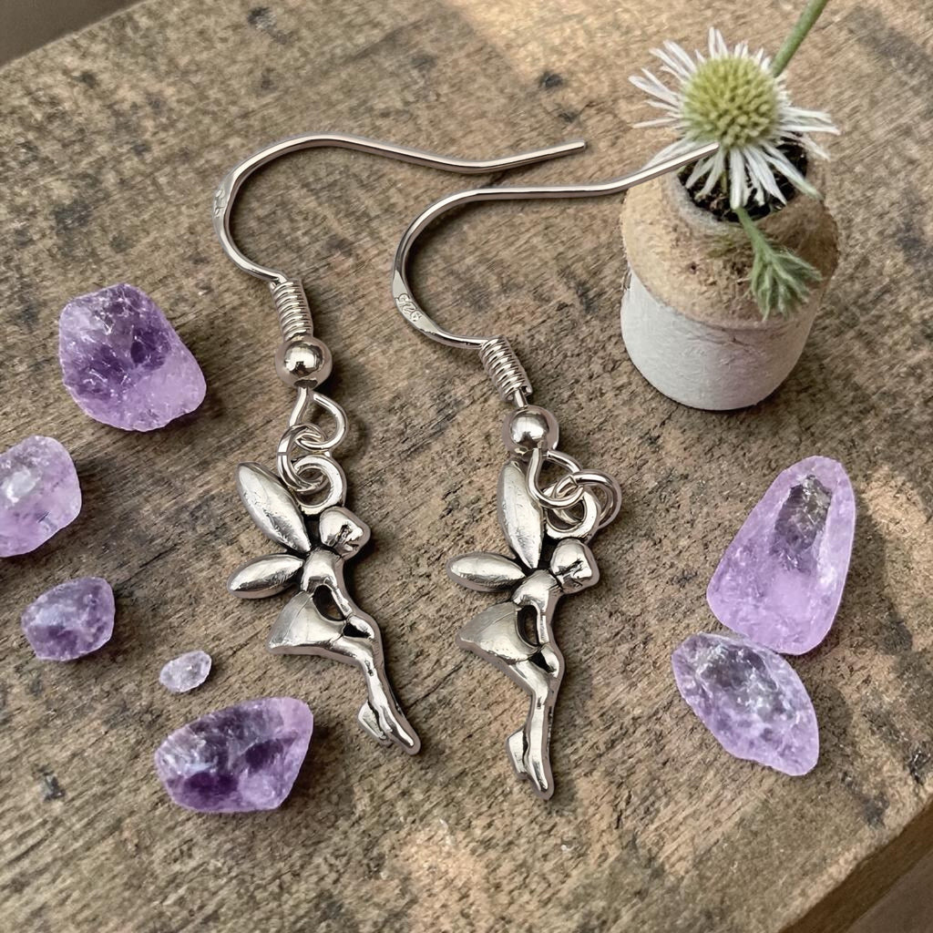 Fairy Earrings - Silver Fairy Jewellery - Fantasy Earrings - Magical Jewellery - Tinkerbell Style - Gift for Her - Boho Earrings