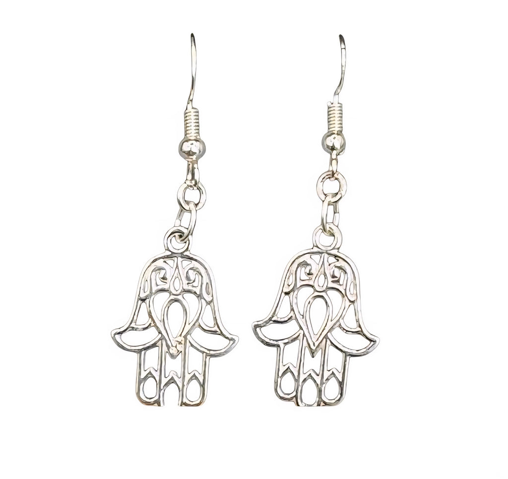 Hamsa Hand Earrings - Protection Jewellery - Spiritual Earrings - Evil Eye Protection - Boho Silver Earrings - Gift for Her - Witchy Jewellery - Cornish Creations