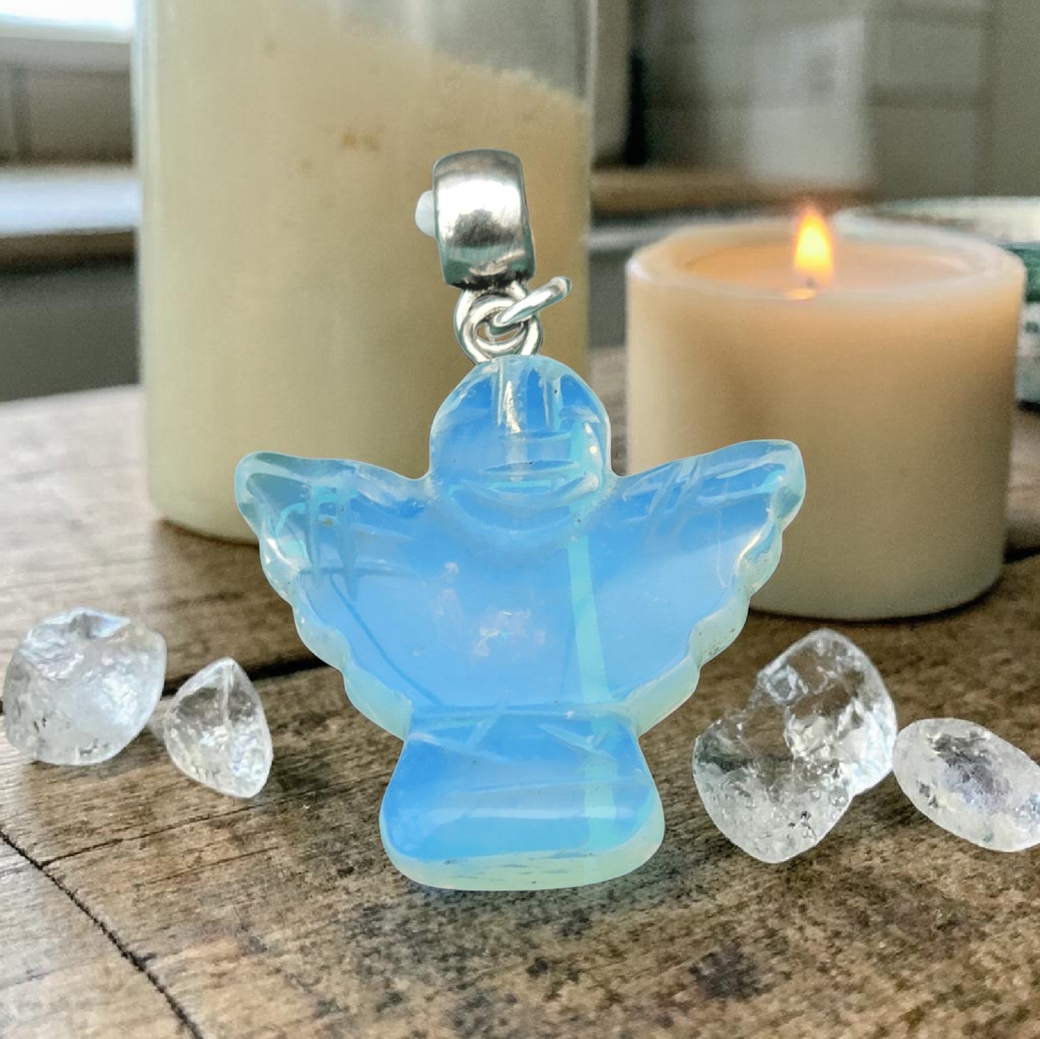 Opalite Angel Pendant Necklace - Guardian Angel Charm