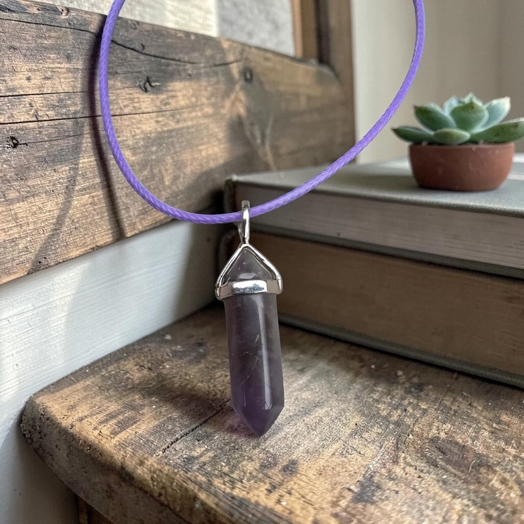 Amethyst Point Necklace - Crystal Pendant Necklace - Healing Crystal Jewellery - Purple Gemstone Gift