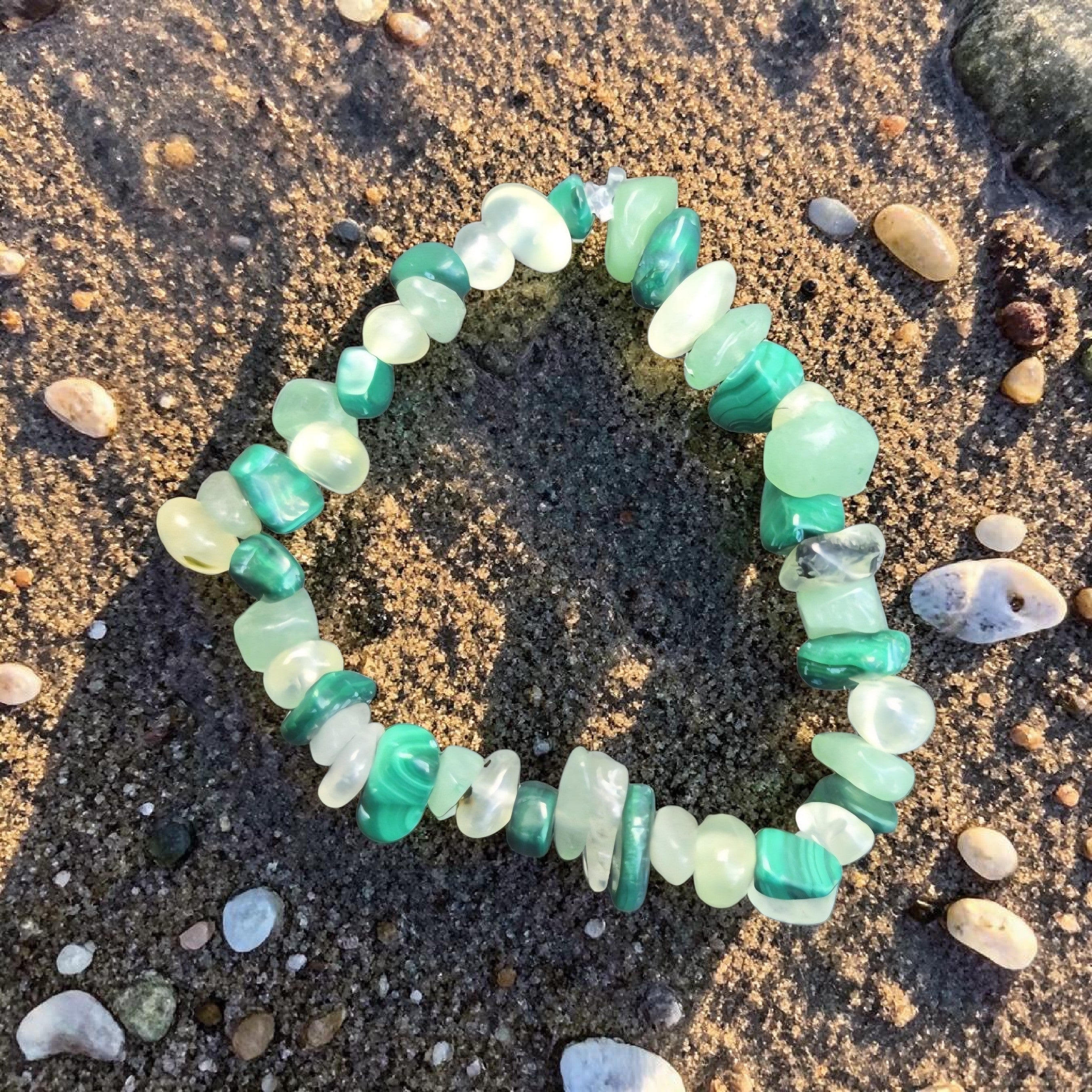 Heart Healer Crystal Bracelet - Malachite, Prehnite & Aventurine - Emotional Healing & Heart Chakra Jewellery