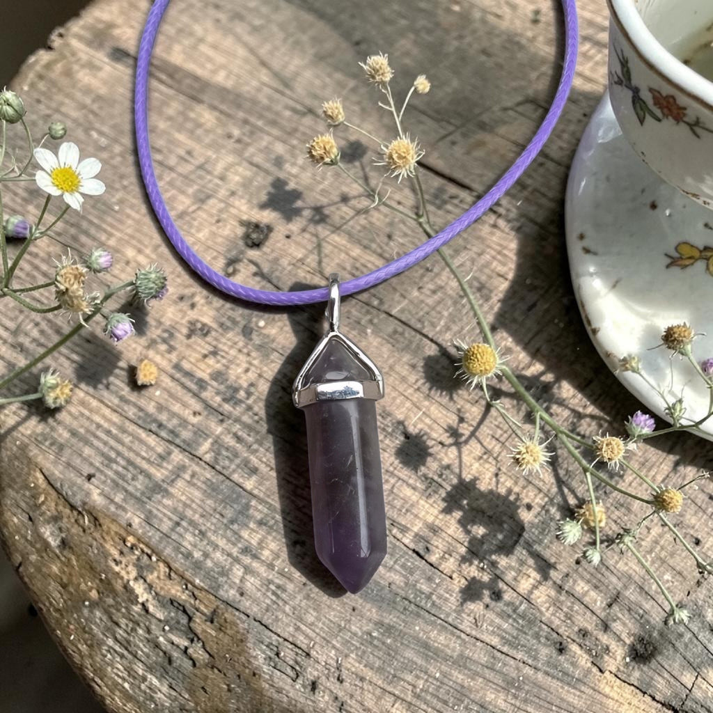 Amethyst Point Necklace - Crystal Pendant Necklace - Healing Crystal Jewellery - Purple Gemstone Gift