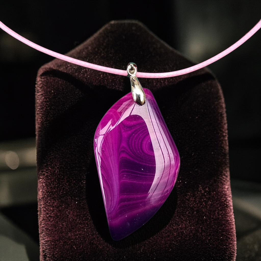 Pink Dyed Agate Pendant Necklace | Bold Statement Jewellery • Feminine Energy